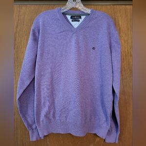 Purple V-Neck Cotton Sweater, XL